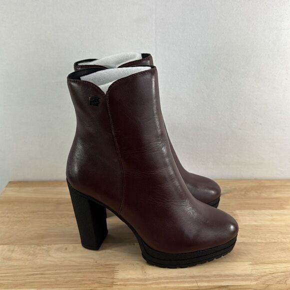 DKNY Tessi Lug Sole Platform Booties- Bordeaux- Size 6.5 - NIB - Picture 1 of 7